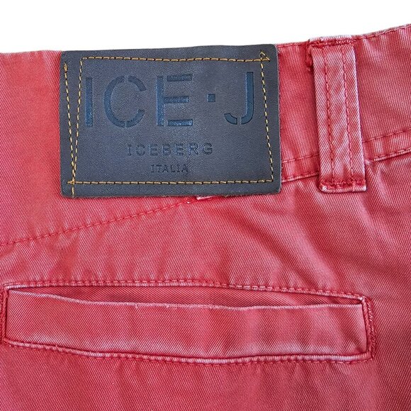 Ice Iceberg Dragon Print Ankle Capri Fitted Jeans Red 29 - Picture 4 of 10